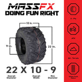 MASSFX Grinder 22x10-9 Rear ATV Tire 6 Ply for Soft/Hard Pack Ground (2 Pack)
